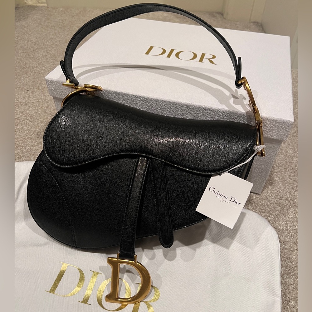 NWT Dior Saddle Bag Black Goatskin